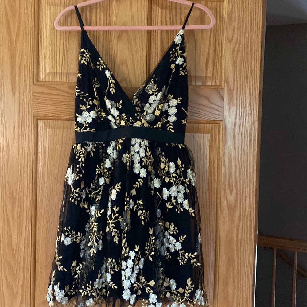 Yellow and black cocktail dress